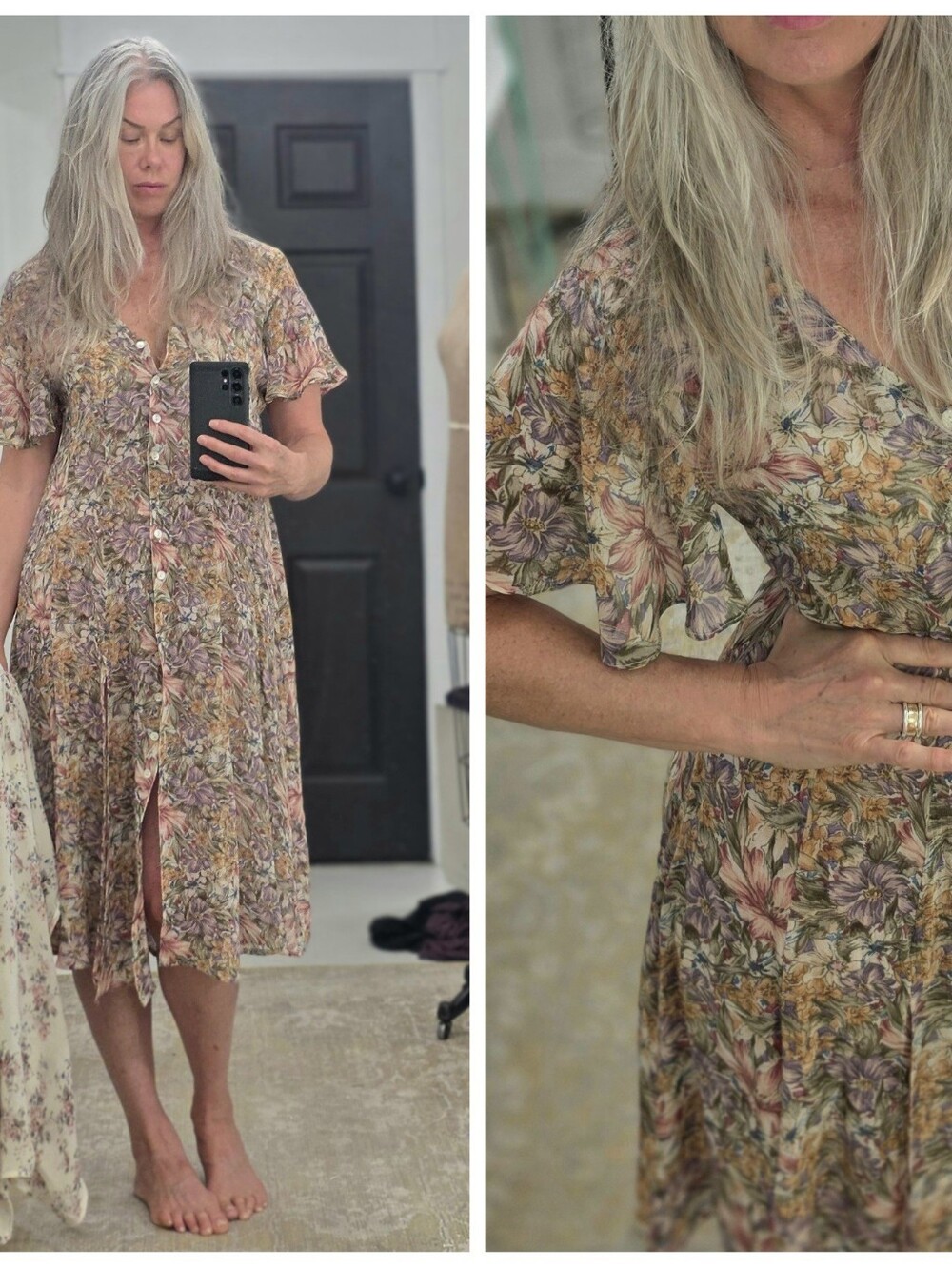 Vintage Floral Button Down Dress X2 - Picture 8 of 9
